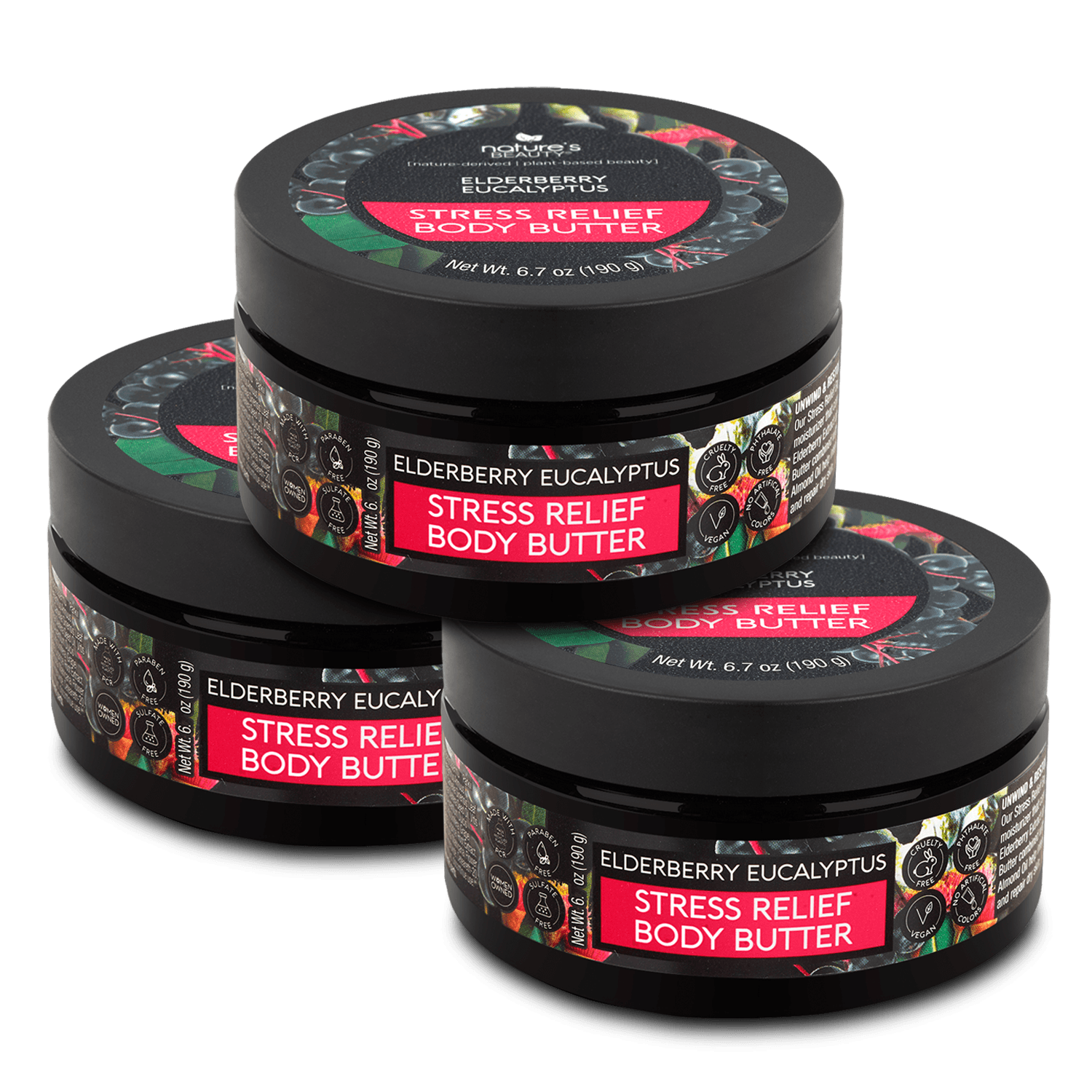 Elderberry Eucalyptus Stress Relief Body Butter Nature's Beauty Body Care Buy 2 Get 1 Free 