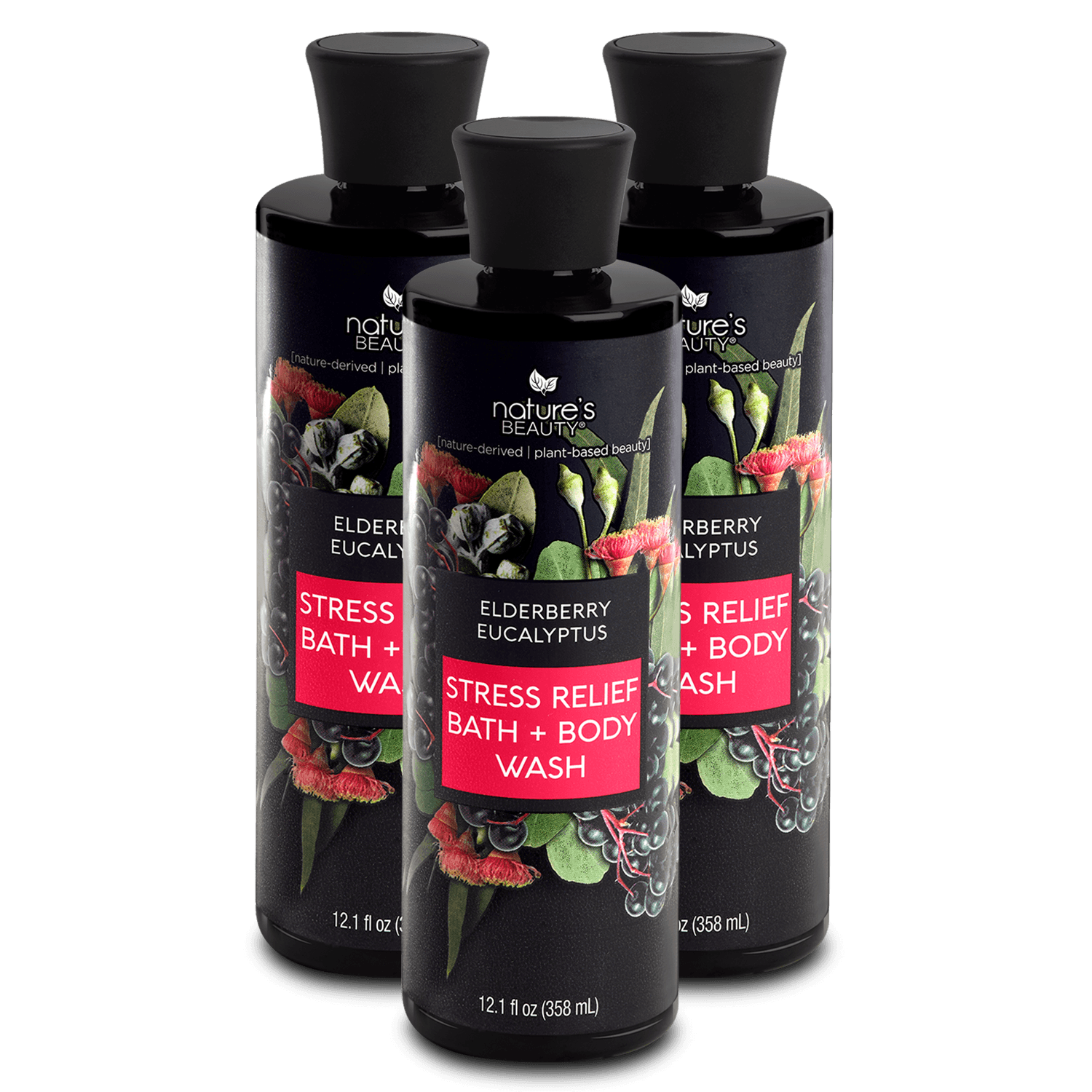 Elderberry Eucalyptus Stress Relief Bath + Body Wash Nature's Beauty Body Care Buy 2 Get 1 Free 