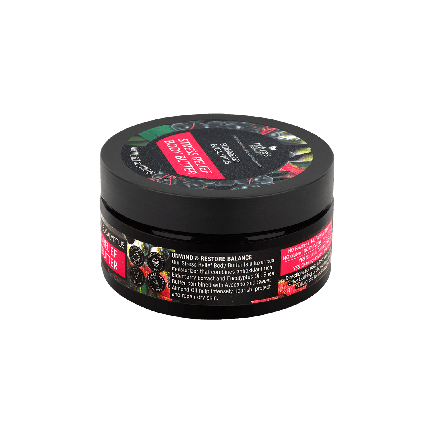 Elderberry Eucalyptus Stress Relief Body Butter Nature's Beauty Body Care 