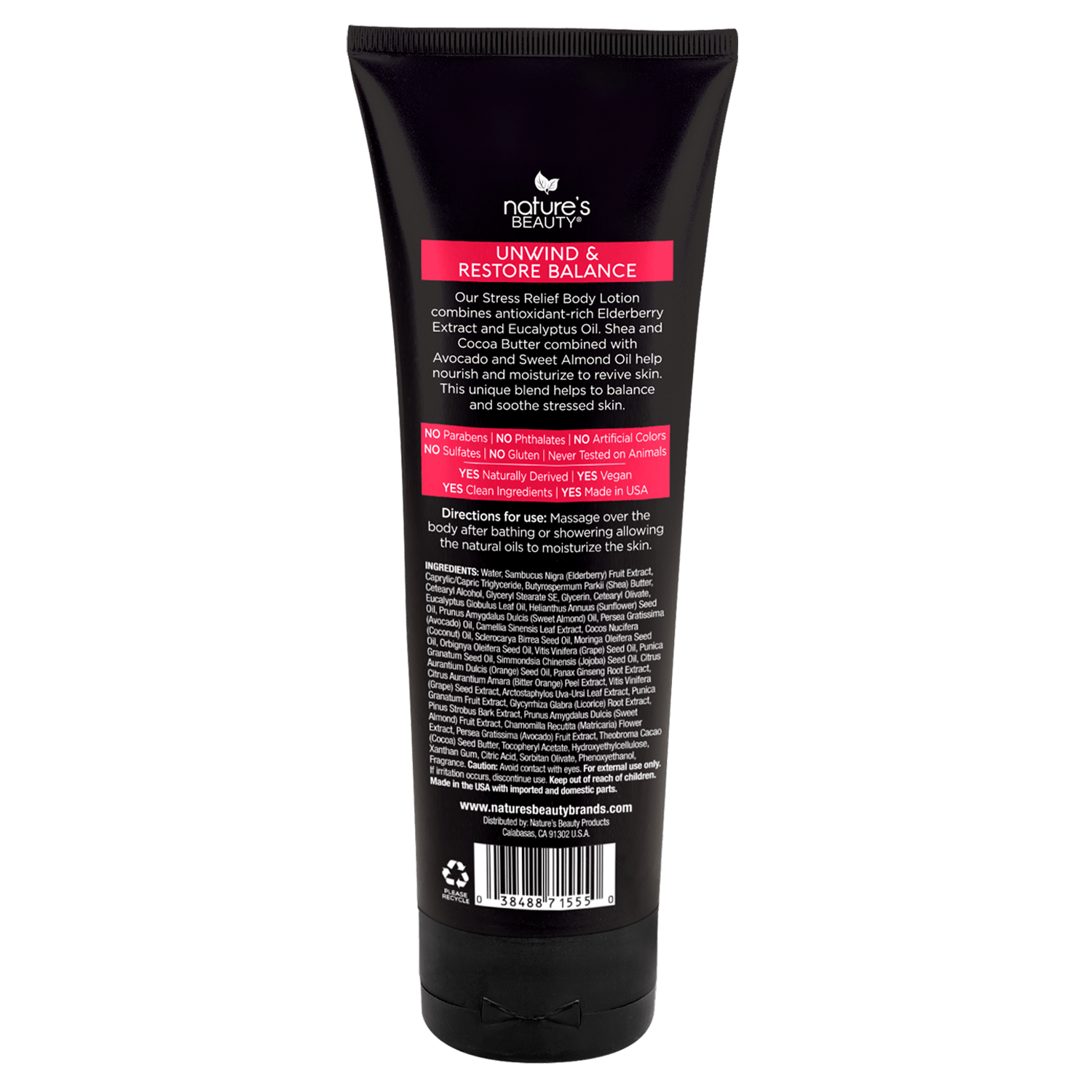 Elderberry Eucalyptus Stress Relief Body Lotion Nature's Beauty Body Care 