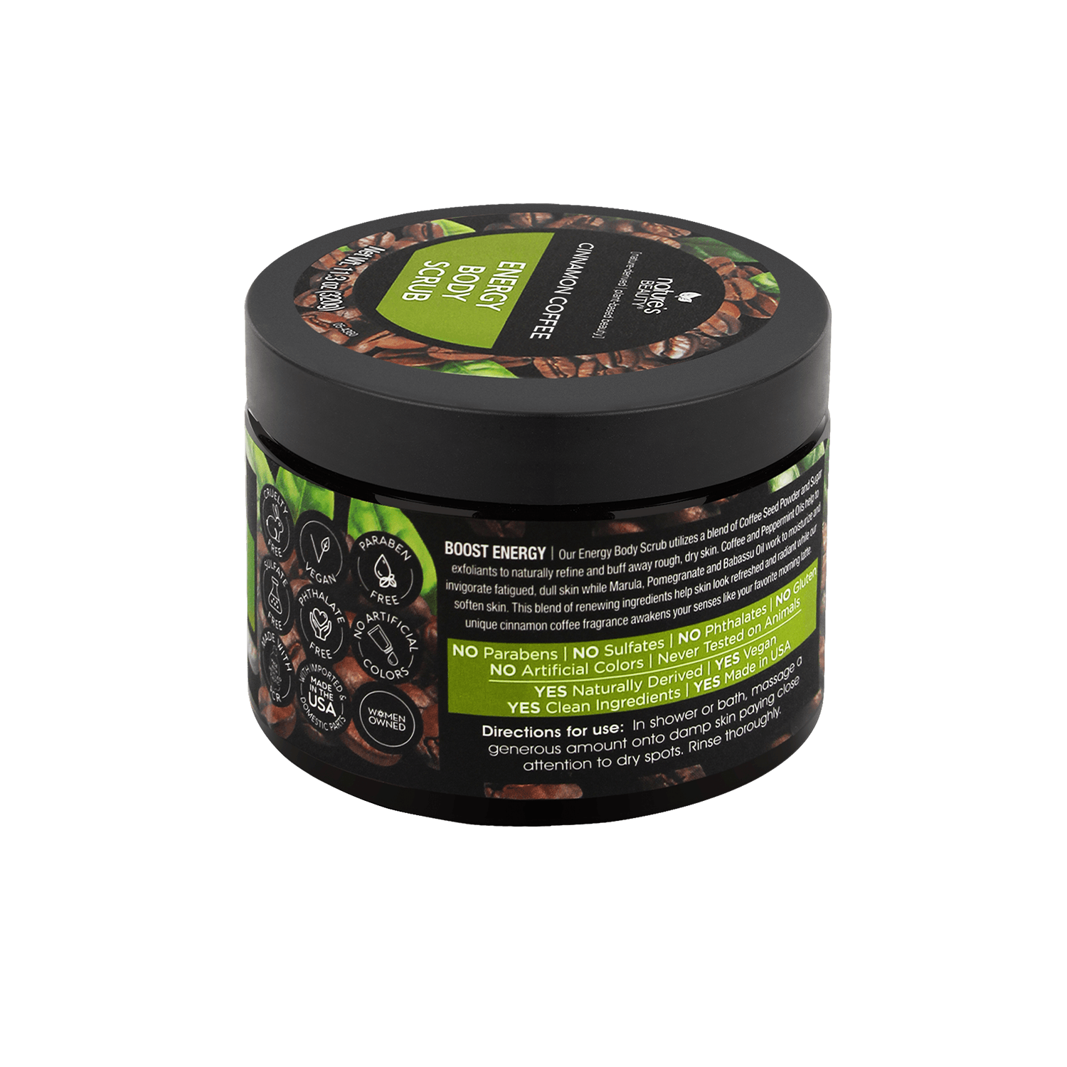 Cinnamon Coffee Energy Body Scrub Nature's Beauty Body Care 